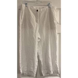 J. Jill Love Linen Pants Sz XL White Wide Leg Crop Relaxed Coastal Lagenlook EUC